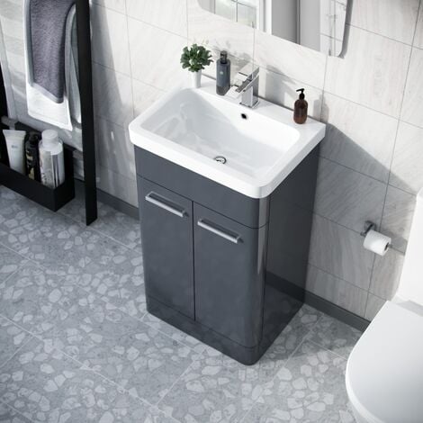 Afern 500mm Freestanding Vanity Unit Cabinet  & Wash Basin Anthracite Flat Pack