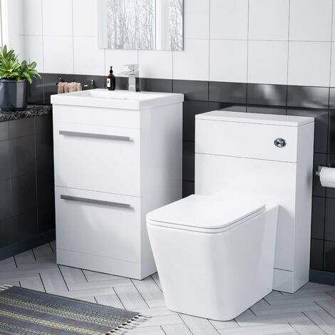 1000mm Basin 2 Drawer Vanity Cabinet and WC Toilet Pan Combo Suite  Nanuya (1/5)