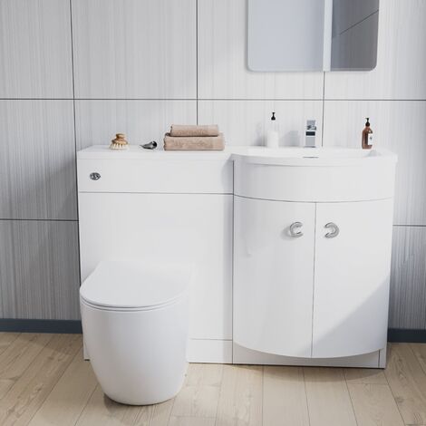 Dane 1100 mm Right Hand Side Sink White Combination Vanity Unit With ...