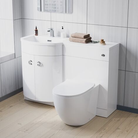 Dene 1100 mm Left Hand Side Sink White Combination Vanity Unit With Rimless Toilet