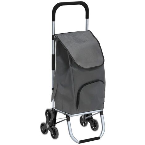 Grey Aluminium Lightweight Shopping Grocery Trolley with Stair Climbing Wheels (1/5)