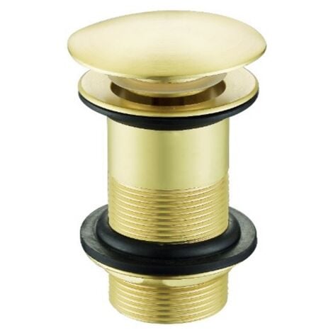 Push Button Unslotted Basin Waste Sprung Brushed Brass