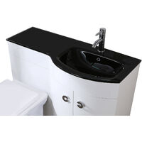Tate 1100mm RH Gloss Bathroom Black Basin Vanity Unit & WC Toilet Cabinet Suite White