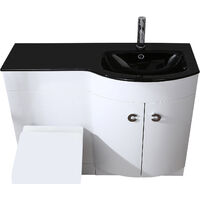 Tate 1100mm RH Gloss Bathroom Black Basin Vanity Unit & WC Toilet Cabinet Suite White