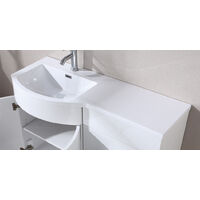Dene LH 1100mm Vanity Basin Unit White, Welbourne Back to Wall Toilet & Wall Hung Cabinet White