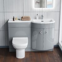Dene RH 1100mm Vanity Basin Unit & Desone Back To Wall Toilet Light Grey