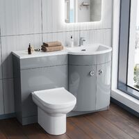 Dene RH 1100mm Vanity Basin Unit & Desone Back To Wall Toilet Light Grey