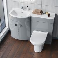 Dene LH 1100mm Vanity Basin Unit & Desone Back To Wall Toilet Light Grey