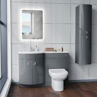 Dene LH 1100mm Vanity Basin Unit & Desone Back To Wall Toilet Grey