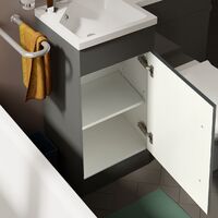 Raven LH 900mm Flat Pack Vanity Basin Unit, WC Unit & Elso Back to Wall Toilet Grey