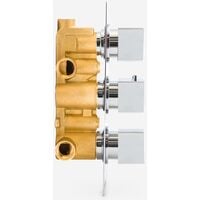OLIVE 3 Dial 3 Outlet Concealed Thermostatic Shower - Square- Refined valve