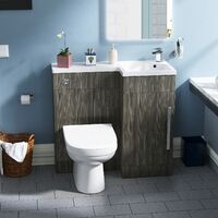 Raven RH 900mm Vanity Basin Unit, WC Unit & Elso Back to Wall Toilet Wood Grey