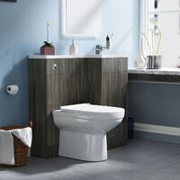 Raven RH 900mm Vanity Basin Unit, WC Unit & Elso Back to Wall Toilet Wood Grey