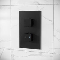 Rennes Concealed Thermostatic Overhead 250mm Square Rainfall Shower Mixer Set Matte Black