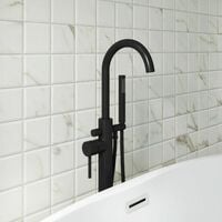 Floor Mounted Bath Shower Mixer Tap & Shower Kit Matte Black