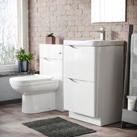 Lyndon 500mm 2 Drawer Vanity Basin Unit, WC Unit & Elso Back to Wall Toilet White