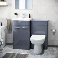 Afern 500mm Basin Vanity Unit, WC Unit, BTW Toilet & Bath Suite Steel Grey