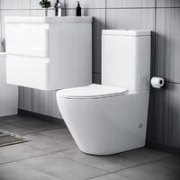 Alaska 600mm Wall Hung Vanity Basin Unit & Curved Close Coupled Toilet White