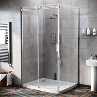 Hardwick 1100 x 900mm Frameless Sliding Shower Door Enclosure, Tray & Waste