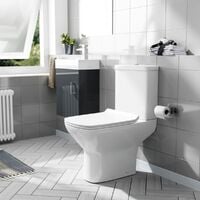 Nanuya 400mm Cloakroom Wall Hung Basin Vanity Unit & Rimless Close Coupled Toilet Dark Grey