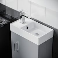 Nanuya 400mm Floorstanding Basin Vanity Unit & Concealed Cistern WC Toilet Pan Light Grey