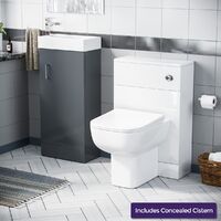 Nanuya 400mm Floorstanding Basin Vanity Unit & Concealed Cistern WC Toilet Pan Grey