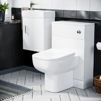Nanuya 400mm Cloakroom Wall Hung Basin Vanity Unit & Concealed Cistern WC Toilet Pan White