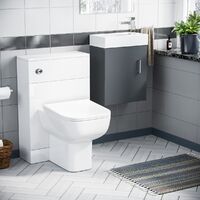 Nanuya 400mm Cloakroom Wall Hung Basin Vanity Unit & Concealed Cistern WC Toilet Pan Grey