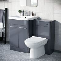 Afern 600mm Freestanding Basin Vanity Unit, WC Unit & BTW Toilet Steel Grey