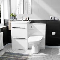 Nanuya 500mm Floorstanding 2 Drawer Vanity Unit & Curved BTW Toilet White