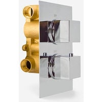 Temel Modern Square 2 Way Concealed Thermostatic Shower Mixer Valve Chrome
