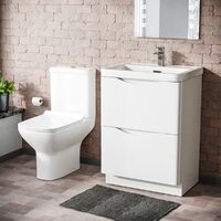 Lyndon 600mm Floorstanding Vanity Unit & Rimless Close Coupled Toilet White