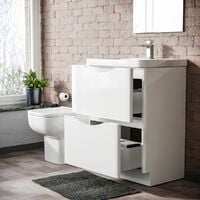 Lyndon 600mm 2 Drawer Vanity Basin Unit & Bleau Close Coupled Toilet White