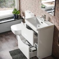 Lyndon 600mm 2 Drawer Vanity Basin Unit & Bleau Close Coupled Toilet White