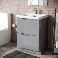 Lyndon Light Grey Vanity Cabinet and Basin Mixer Tap with Waste Set
