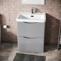 Lyndon Light Grey Vanity Cabinet and Basin Mixer Tap with Waste Set