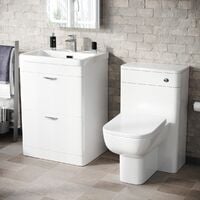 Wyke 600mm Floor Standing 2 Drawer Vanity, WC Unit & BTW Toilet White