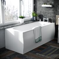 Warton Round Single End Straight Bath, 550mm Flat Pack Vanity Basin Unit, WC Unit & Close Coupled Toilet White