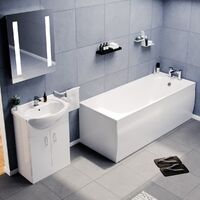 Warton Round Straight Bath, 550mm Floor Standing Vanity Basin Unit & Close Coupled Toilet