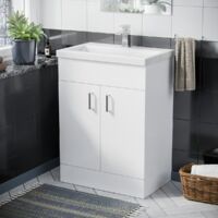 Nanuya 600mm Floorstanding Vanity Basin Unit Flat Pack White