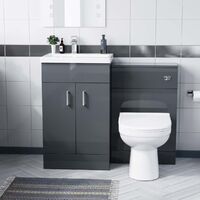 Nanuya 500mm Grey Vanity Basin, WC Unit & Elso Back to Wall Toilet Pan