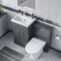 Nanuya 500mm Grey Vanity Basin, WC Unit & Elso Back to Wall Toilet Pan