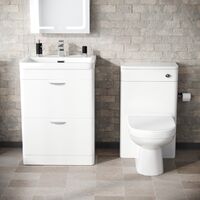 Wyke 600mm Floorstanding 2 Drawer Vanity, WC Unit & Modern BTW Toilet White