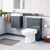 Nanuya 400mm Vanity Basin Unit, WC Unit & Elso Back to Wall Toilet Dark Grey