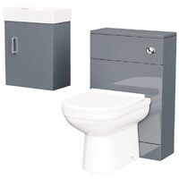 Nanuya 400mm Vanity Basin Unit, WC Unit & Elso Back to Wall Toilet Dark Grey