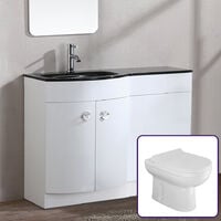 Tate LH 1100mm Combination Basin Vanity Unit & BTW Toilet White