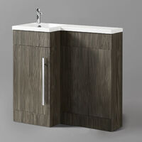 Eslo 900mm Left Hand Bathroom Wood Grey Vanity Basin Back To Wall Toilet