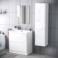 800mm Floor Standing Vanity White with Basin and Tall Unit Gloss White | Chavis