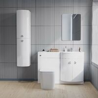 RH White Vanity, Square BTW Toilet, WC, Basin & Wall Hung Cabinet Flat Pack Dene