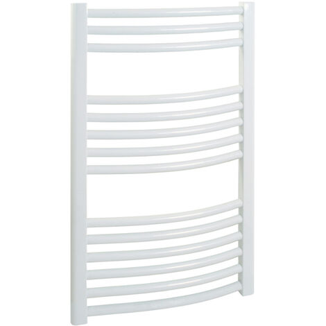 BRAY Curved Towel Warmer / Heated Towel Rail Radiator, White - Central Heating, 500*800mm - White